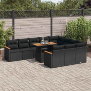 Loungeset 11-delig poly rattan zwart