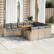 Tuinset 11-delig poly rattan acacia beige