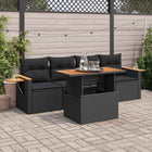 Loungeset 5-delig poly rattan acacia zwart