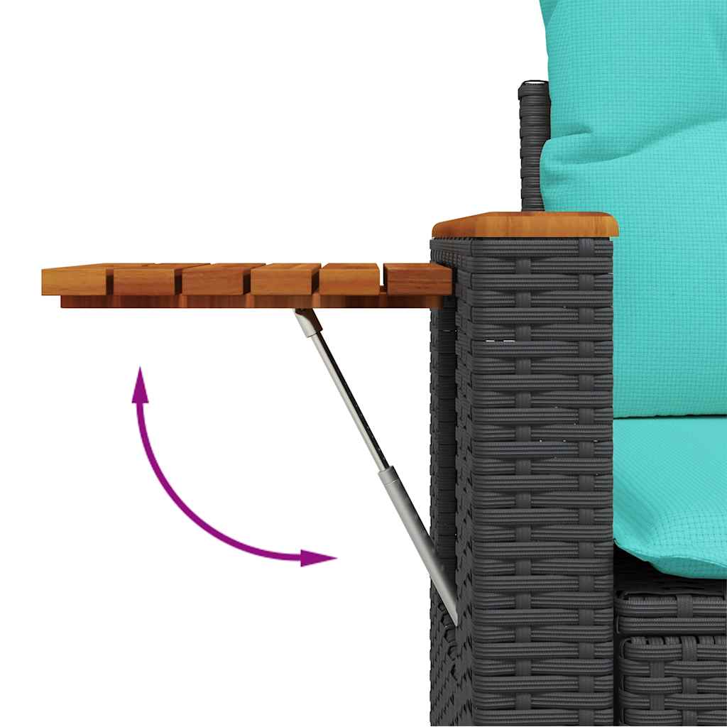 6-delige Loungeset met kussens poly rattan zwart