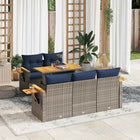 6-piece Lounge Set with Cushions Poly Rattan Grey
