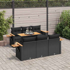 Loungeset 7-delig poly rattan acacia zwart