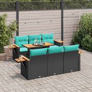 Loungeset 7-delig poly rattan zwart