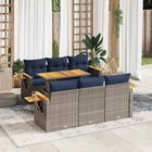 7-piece Lounge Set with Cushions poly rattan grey