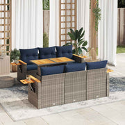 Loungeset 7-delig poly rattan grijs