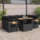 Loungeset 7-delig poly rattan acacia zwart