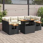 Loungeset 7-delig poly rattan acacia zwart