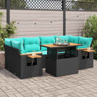 7-piece lounge set with cushions poly rattan black