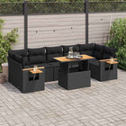 Loungeset 8-delig poly rattan acacia zwart