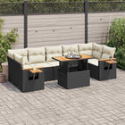 Loungeset 8-delig poly rattan acacia zwart