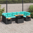 8-piece Lounge Set with Cushions Polyrattan Black