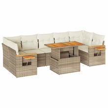 8-delige Loungeset met kussens poly rattan acacia beige