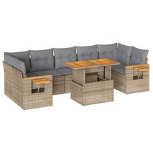 8-delige Loungeset met kussens poly rattan acacia beige
