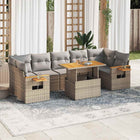8-piece Lounge Set with Cushions Poly Rattan Acacia Beige
