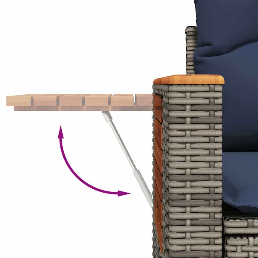 8-delige Loungeset met kussens poly rattan grijs