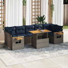 8-piece Lounge Set with Cushions Poly Rattan Grey