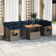 Loungeset 8-delig poly rattan grijs