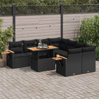 Loungeset 9-delig poly rattan acacia zwart