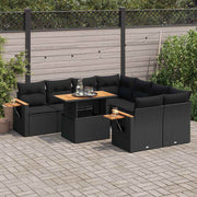 Loungeset 9-delig poly rattan acacia zwart