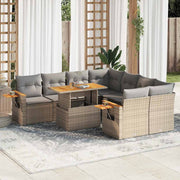 Loungeset 9-delig poly rattan acacia beige