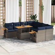 Loungeset 9-delig poly rattan grijs