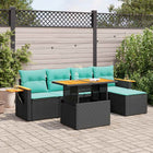 Loungeset 6-delig poly rattan acacia zwart