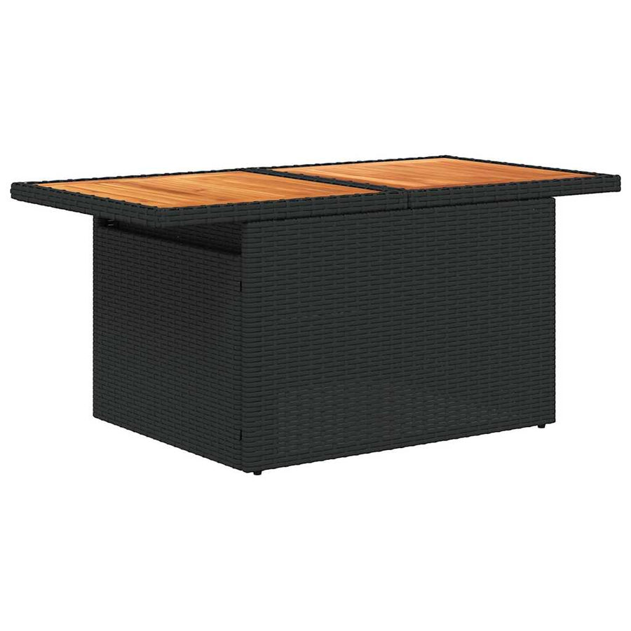 4-delige Loungeset met kussens poly rattan acacia zwart