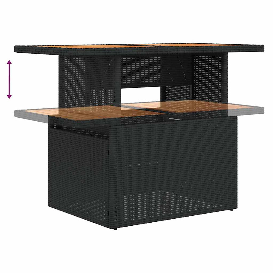 4-delige Loungeset met kussens poly rattan acacia zwart