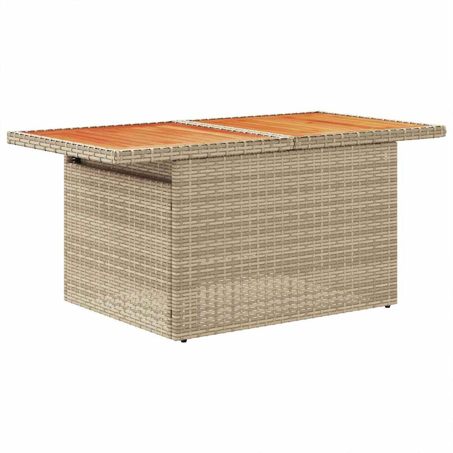 4-delige Loungeset met kussens poly rattan acacia beige