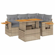 4-delige Loungeset met kussens poly rattan acacia beige
