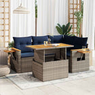5-piece Lounge Set with Cushions Poly Rattan Acacia Grey