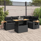 Loungeset 6-delig poly rattan acacia zwart