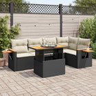 Loungeset poly rattan acacia 5-delig zwart