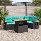 Loungeset 6-delig poly rattan acacia zwart