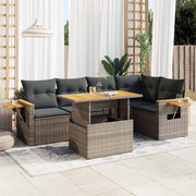 Loungeset poly rattan acacia grijs 5-delig