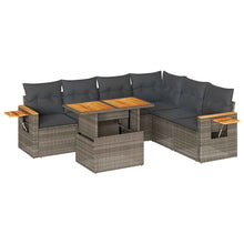 6-delige Loungeset met kussens poly rattan acacia grijs