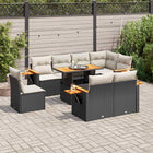 9-delige Loungeset met kussens poly rattan acacia zwart