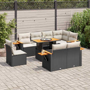 Loungeset 9-delig poly rattan acacia zwart