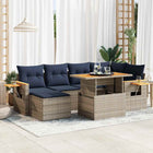Loungeset 7-delig poly rattan acacia grijs