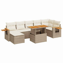 8-delige Loungeset met kussens poly rattan acacia beige