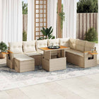 7-delige Loungeset met kussens poly rattan acacia beige