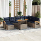 10-piece Lounge Set with Cushions Poly Rattan Acacia Grey