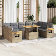 Loungeset 10-delig poly rattan acacia beige