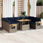 Loungeset 10-delig poly rattan acacia grijs