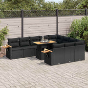 Loungeset 10-delig poly rattan acacia zwart