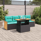 Loungeset 5-delig poly rattan zwart