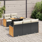 Loungeset 6-delig poly rattan acacia zwart
