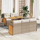 Loungeset 6-delig poly rattan acacia beige