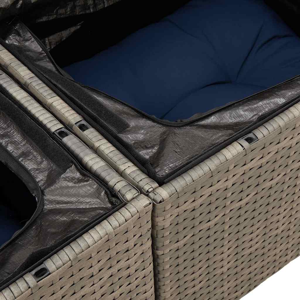 6-delige Loungeset met kussens poly rattan acacia grijs