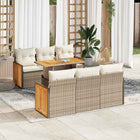 Loungeset 7-delig poly rattan acacia beige